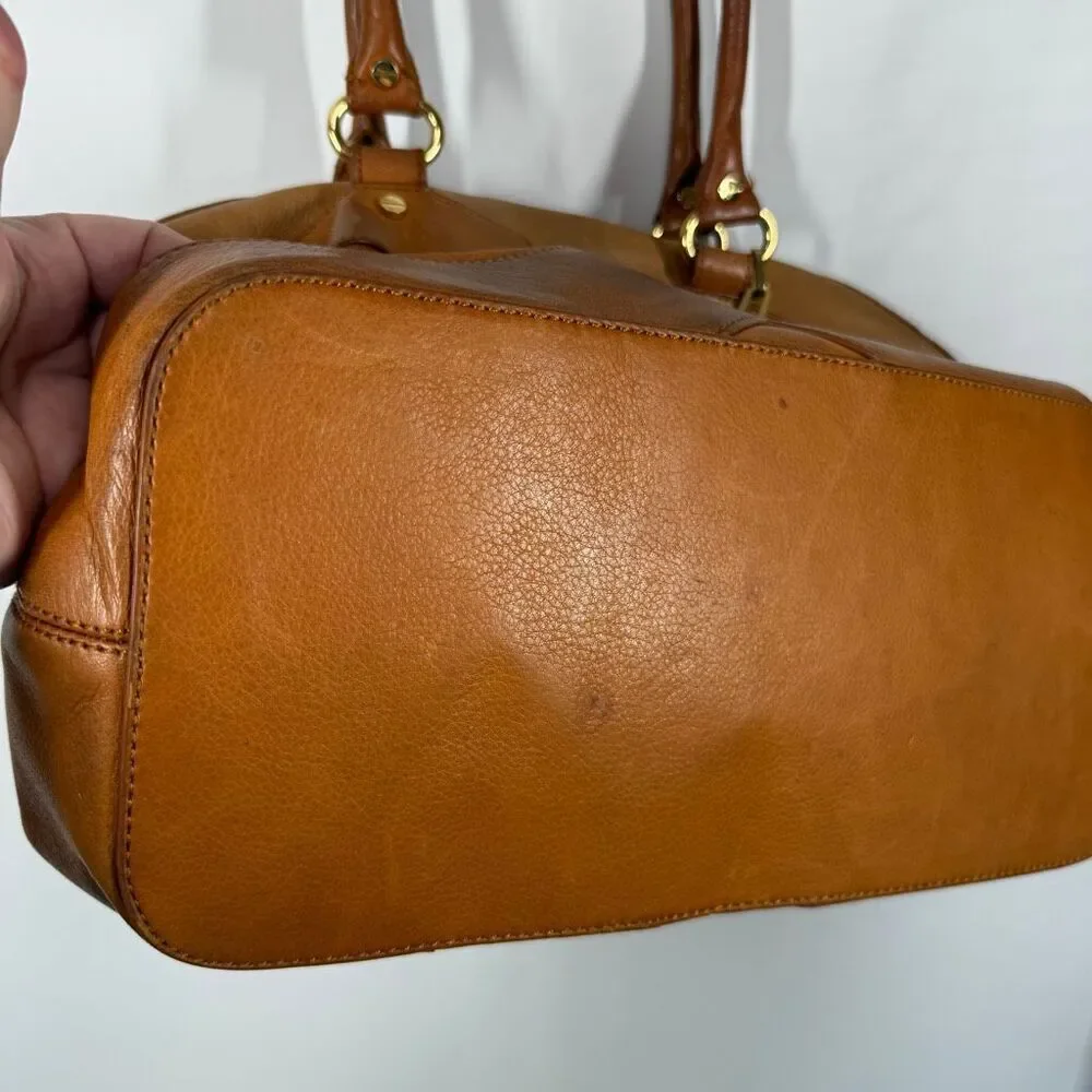 Tory Burch Amalie slouch shoulder bag brown pebbled leather 12x13x6